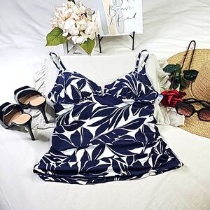 Anne Cole Tankinin Underwire Blue Elegant Wear Vacation Summer Resorwear